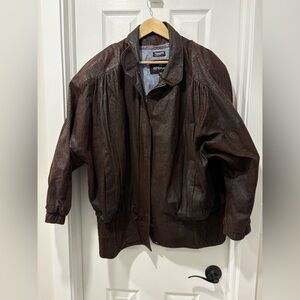 Vintage Bermas Leather Women’s Oversized Leather Jacket size Large 80s Lined